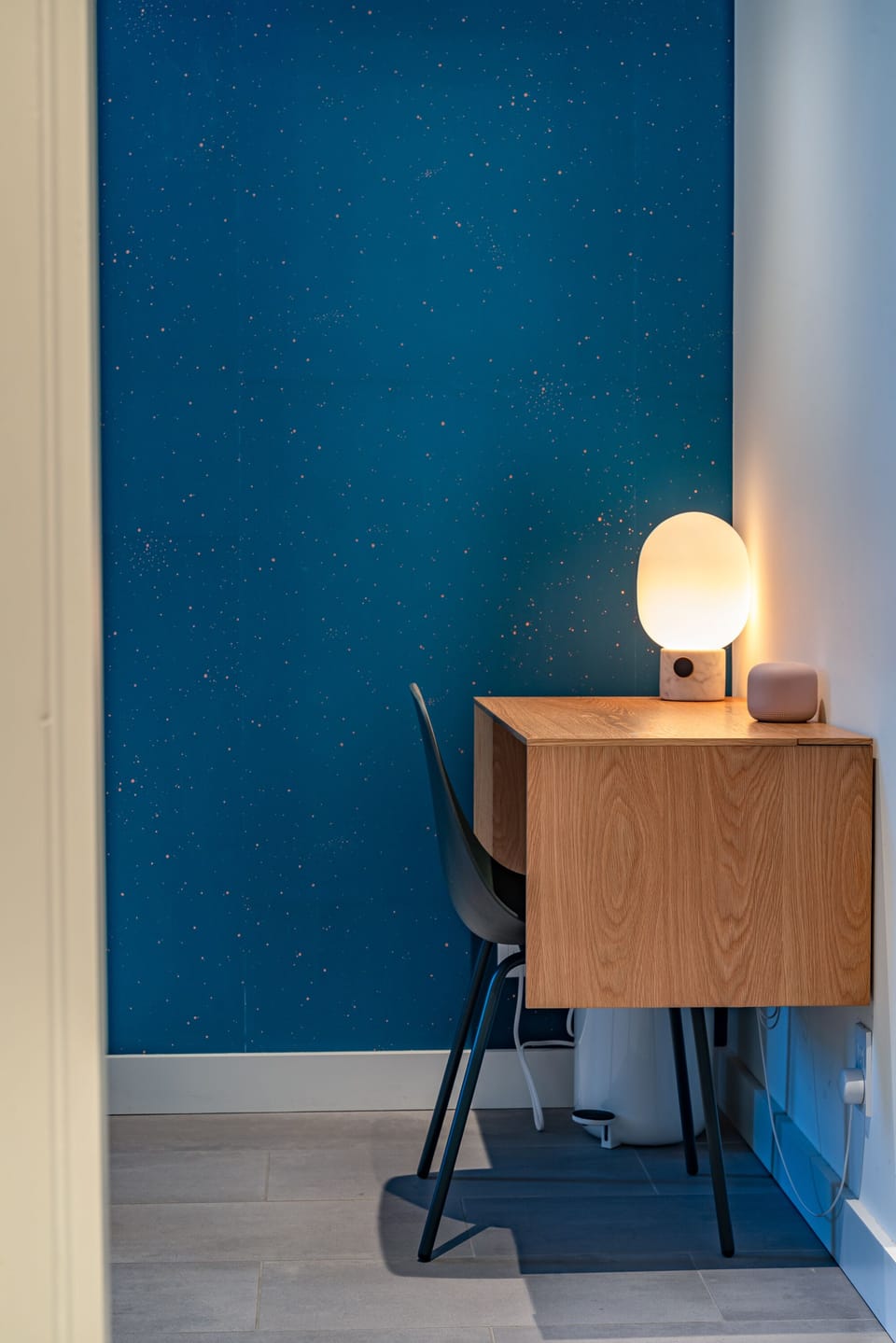 Nest study includes wall hung desk and Google mesh wifi point for fast internet.