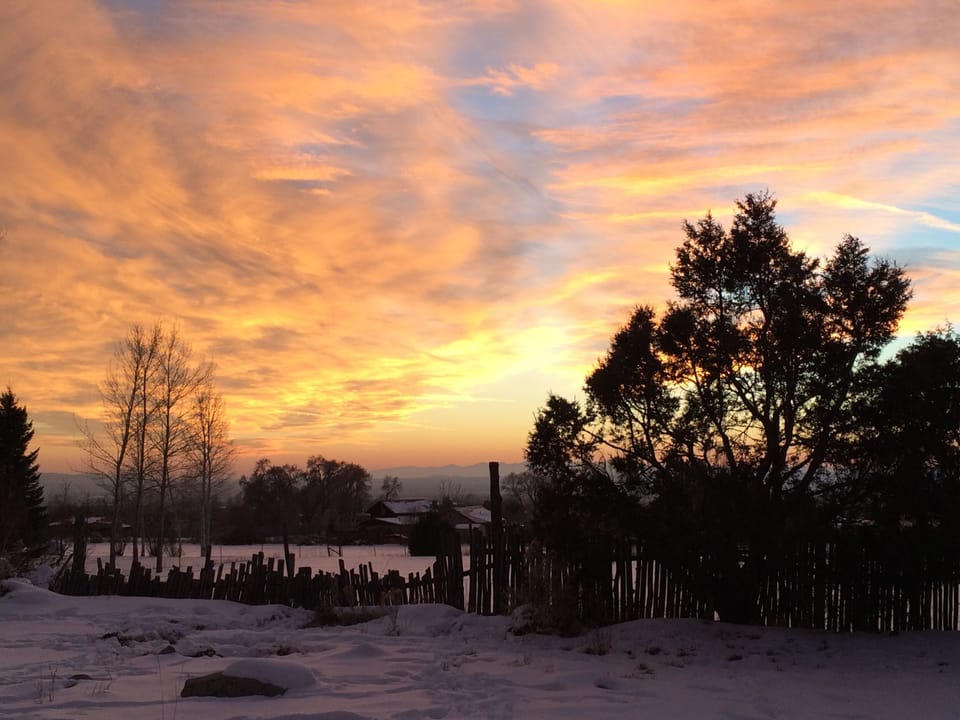 Glorious Taos sunsets can be enjoyed year-round from the main patio, the rooftop deck, or the optional Tower Suite