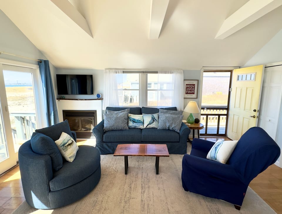 Siren's living room has a sleeper sofa for two guests.