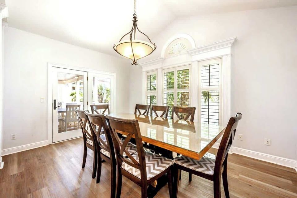 The dining area seats 8!