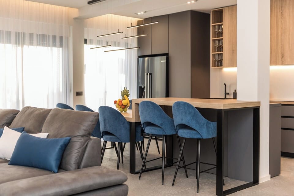 Exclusive Villa, Hot Tub, Beach View | Living area | 100-inch flat-screen TV with satellite channels, TV, fireplace