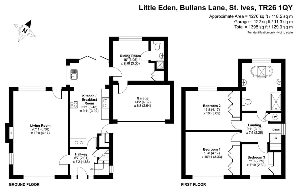 Large 3-bedroom detached house set out over a 1,276 sq. ft. area on two floors.