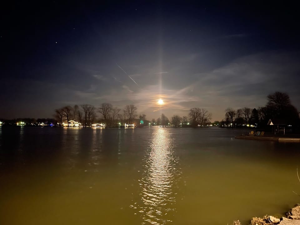 Full Moon over Lake across Street
