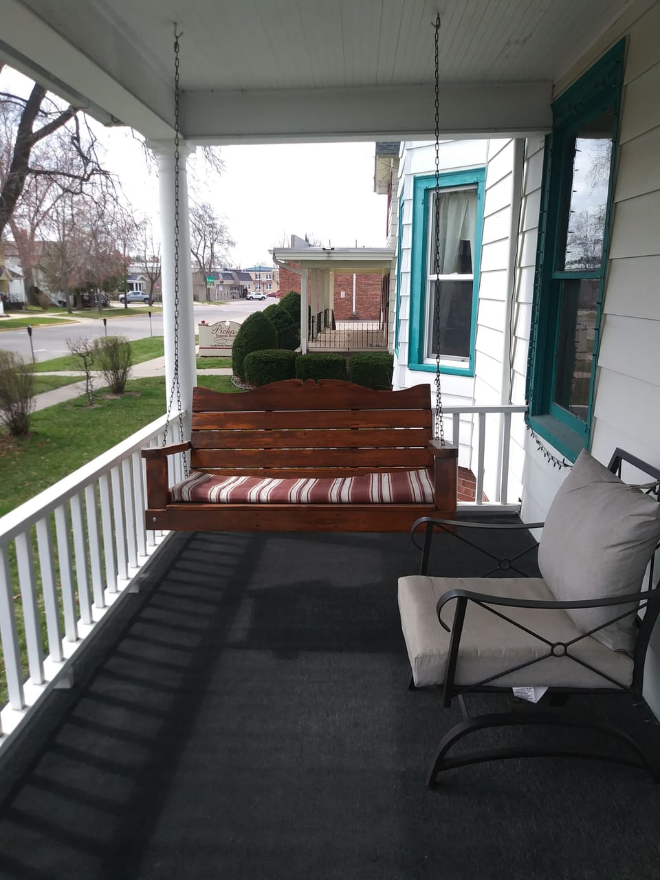 Relax on the homemade porch swing