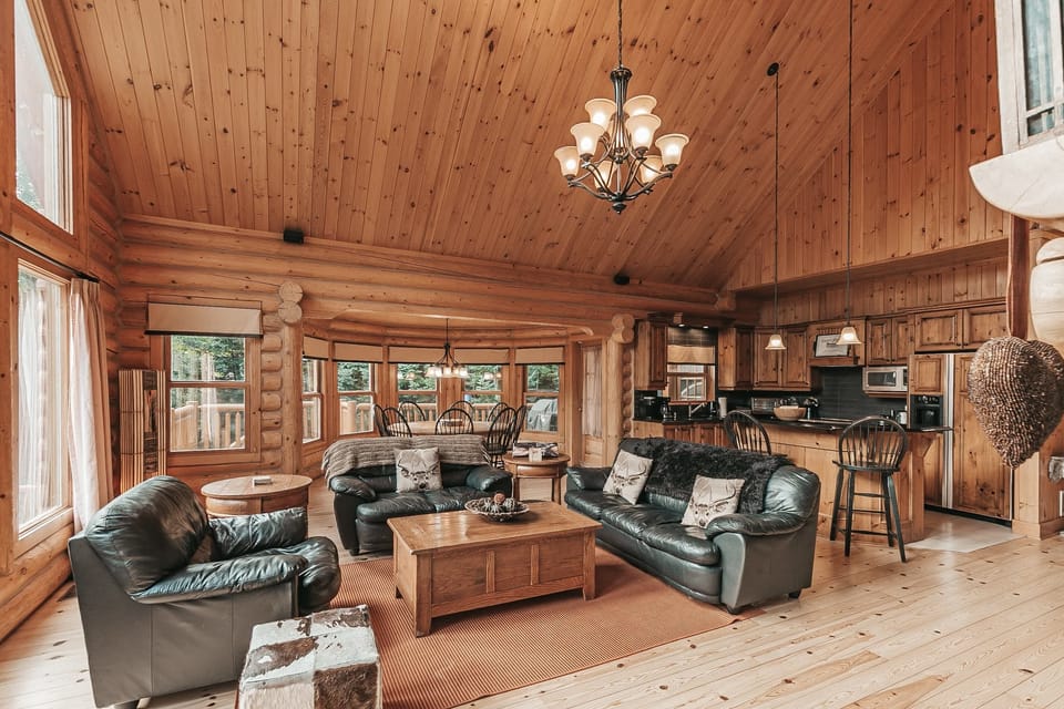 Open living space with vaulted ceilings and bright natural light