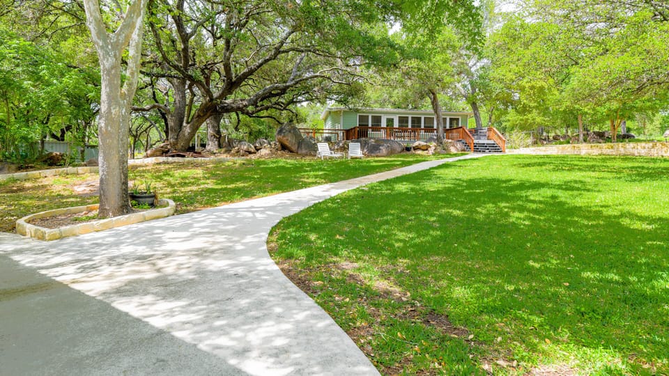 Concrete path between the dock and the house