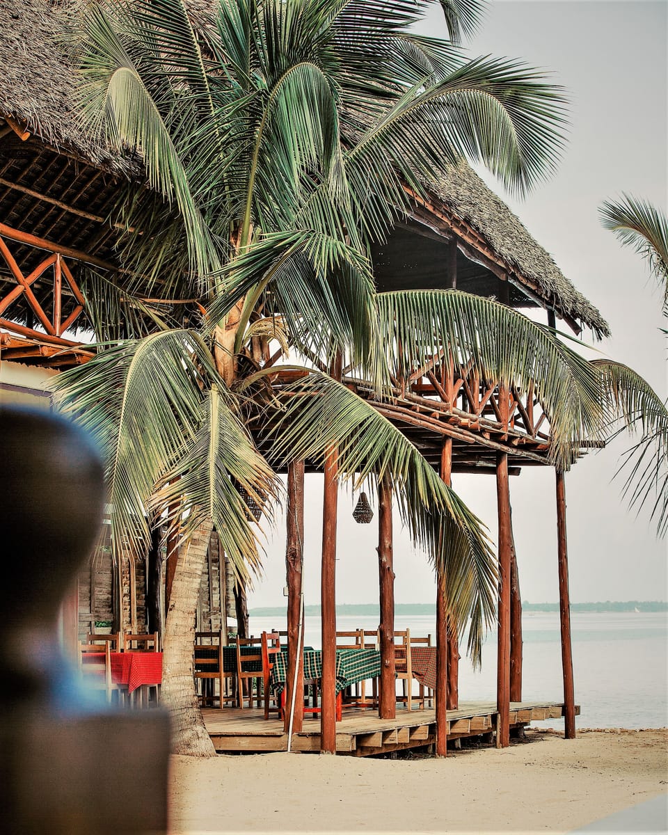 Asante Sana Beach Cottages Beachfront Restaurant & Extended Outdoor Lounge Area
