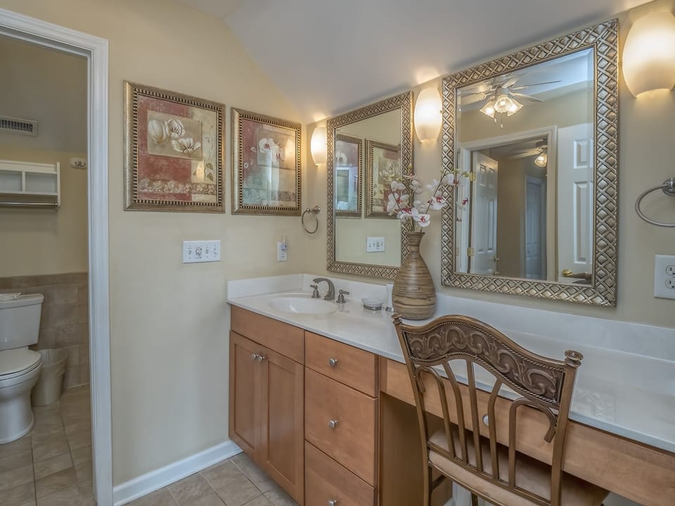 Separate water closet/ shower area.