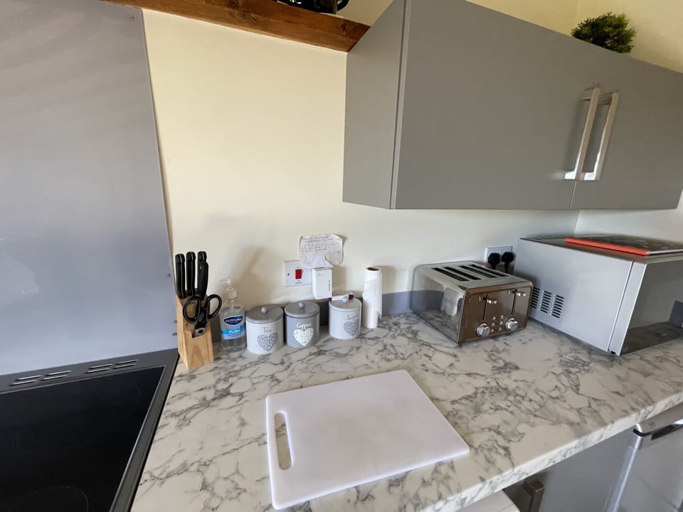 Apartment | Private kitchen | Fridge, microwave, oven, stovetop