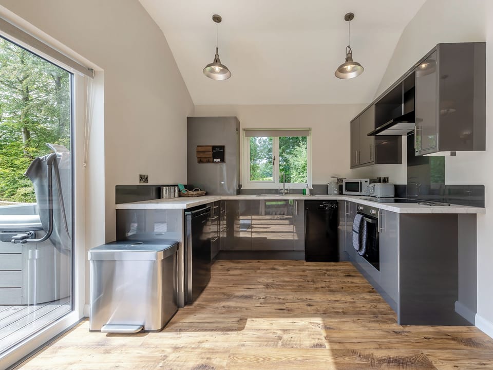 Kitchen area | Dwrgi - Glanyrafon Lodges, Cwrt Newydd, near Llandysul