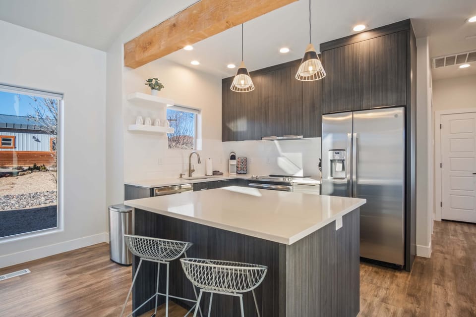 Enjoy home-cooked meals throughout your stay. Timber + Tin C boasts a well-equipped kitchen with everything you need to create delicious meals.