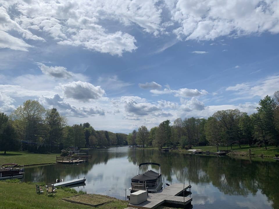 Take in this Treasure Lake view in a 2-minute walk around the block. 