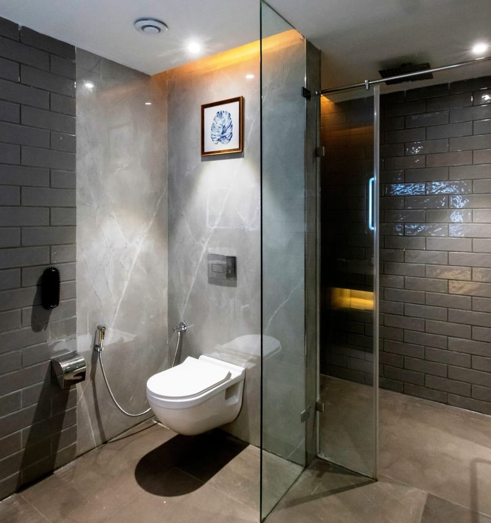 Shower, free toiletries, towels
