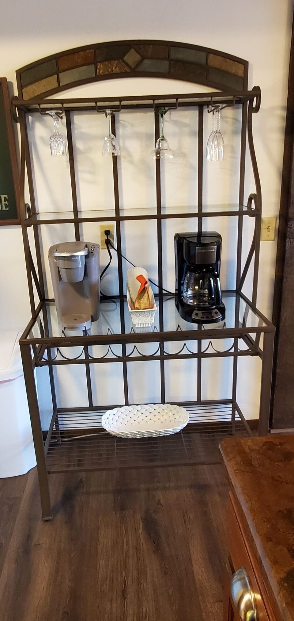 Coffee counter. One maker for instant, other is for k-cups. You bring coffee.