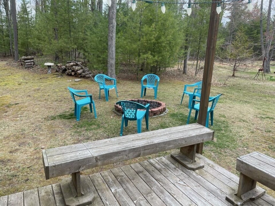 Private yard with fire pit