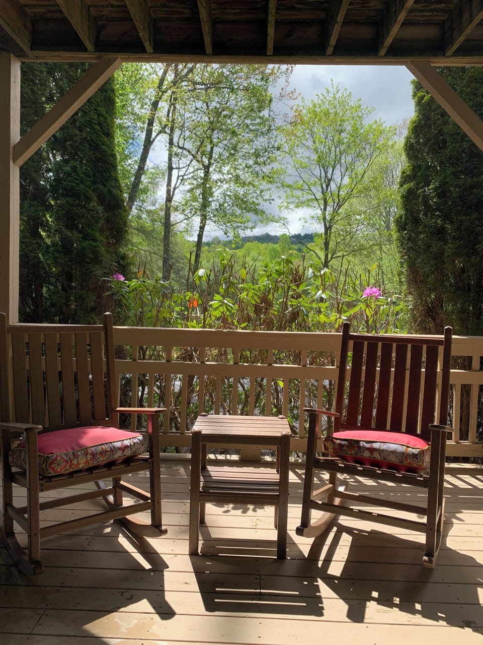 Lower porch swing and rockers perfect for enjoying the Mountain View’s.
