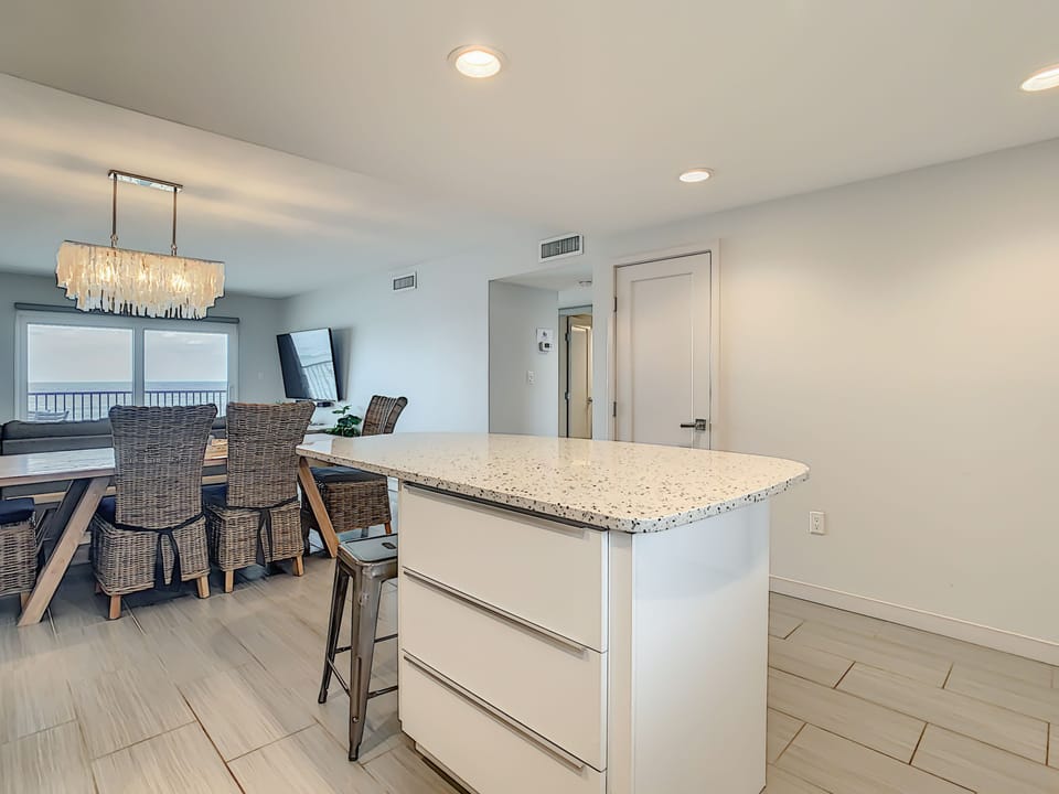 This open-concept unit makes it enjoyable for all.