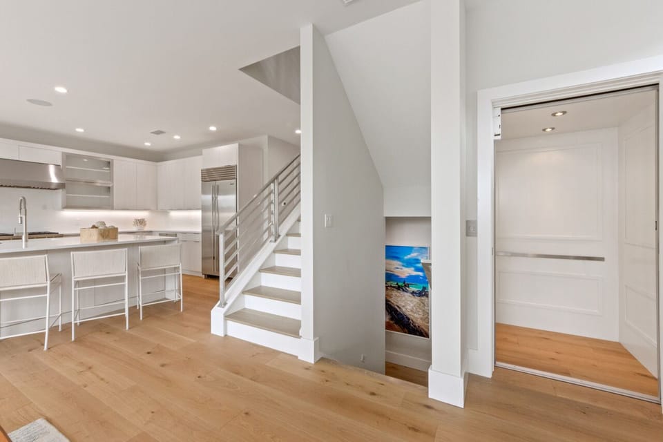 Main floor- all floors are accessible through stairs or spacious elevator