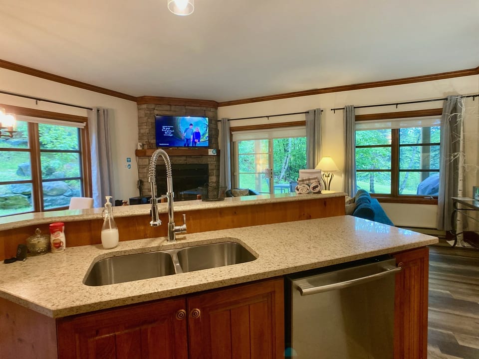 Kitchen overlooking living room