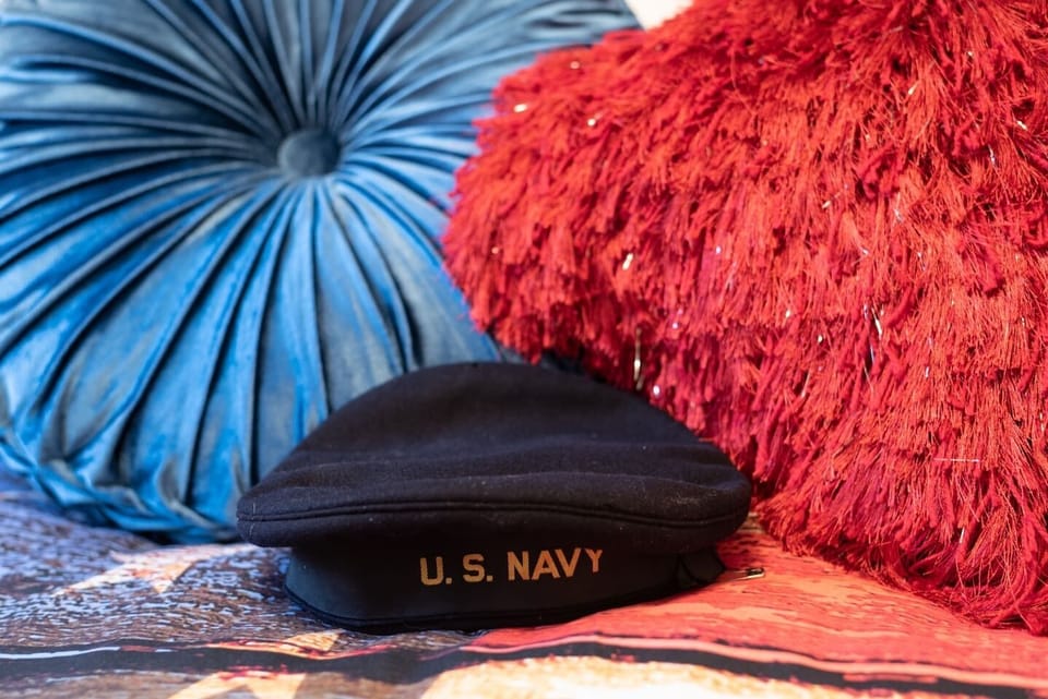Navy Room bed pillows.