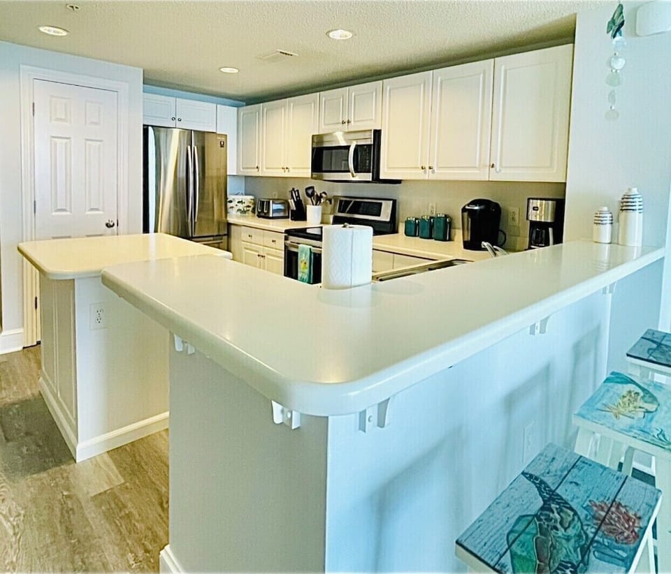 Updated stainless steel appliances. 
