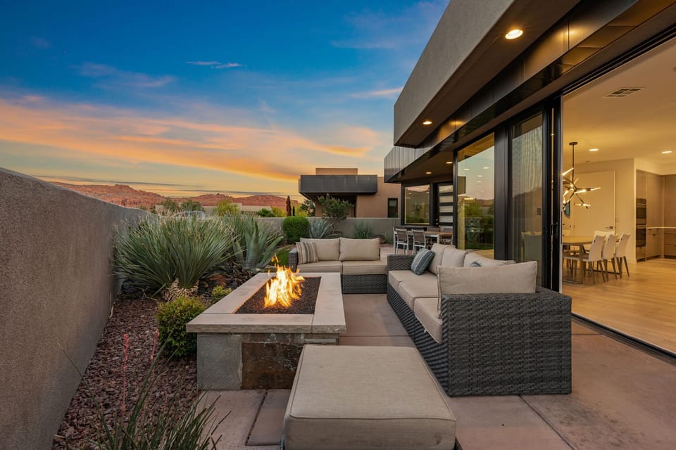 Outdoor Patio at Dusk