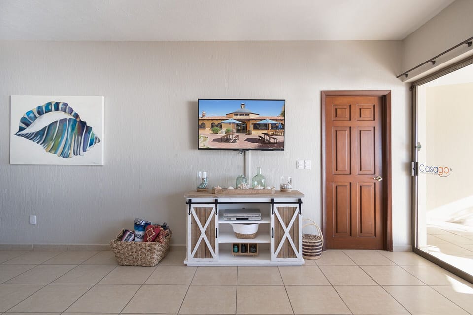 The TV in the living room.
