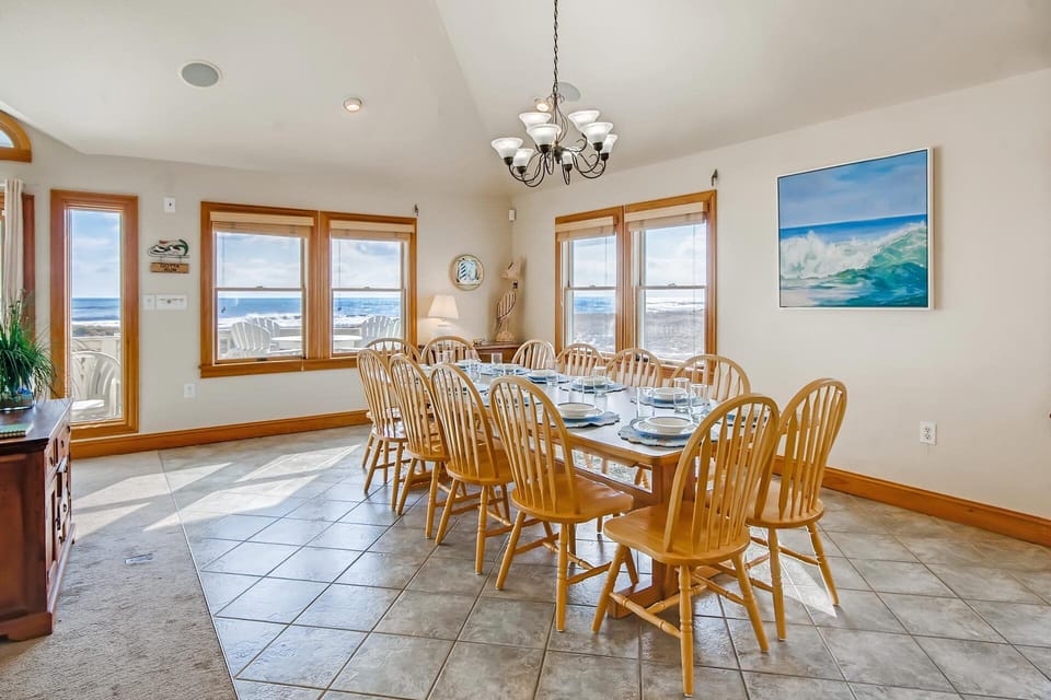Enjoy every meal with a view, as the waves crash and the seagulls beckon right outside the window.