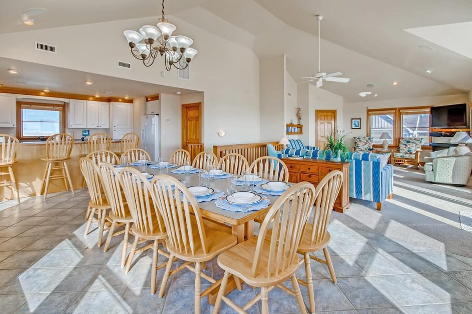 Gather everyone in the dining area to relive the day's memories or discuss tomorrow's plans.