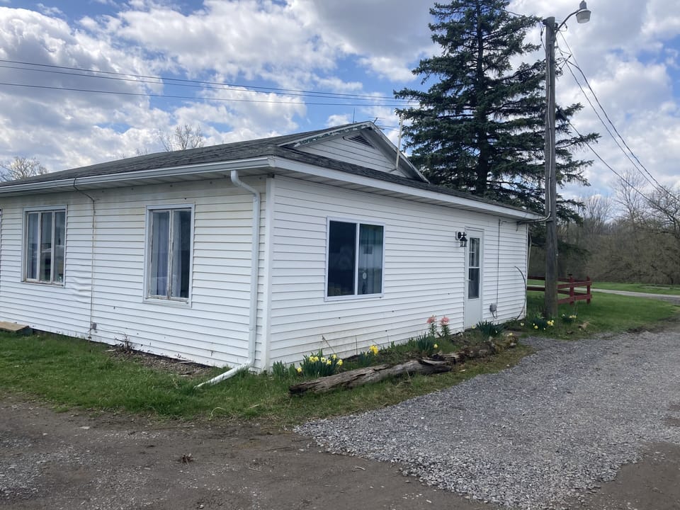 The Cottage in spring. Front entry. 