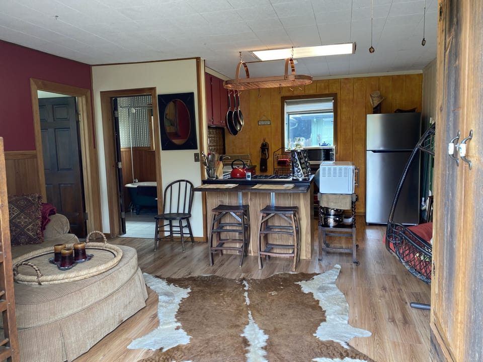 meal bar with wine barrel  stools 