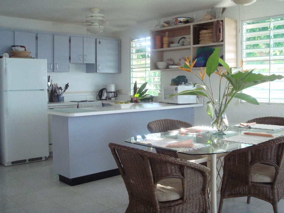 Inside dining table and kitchen