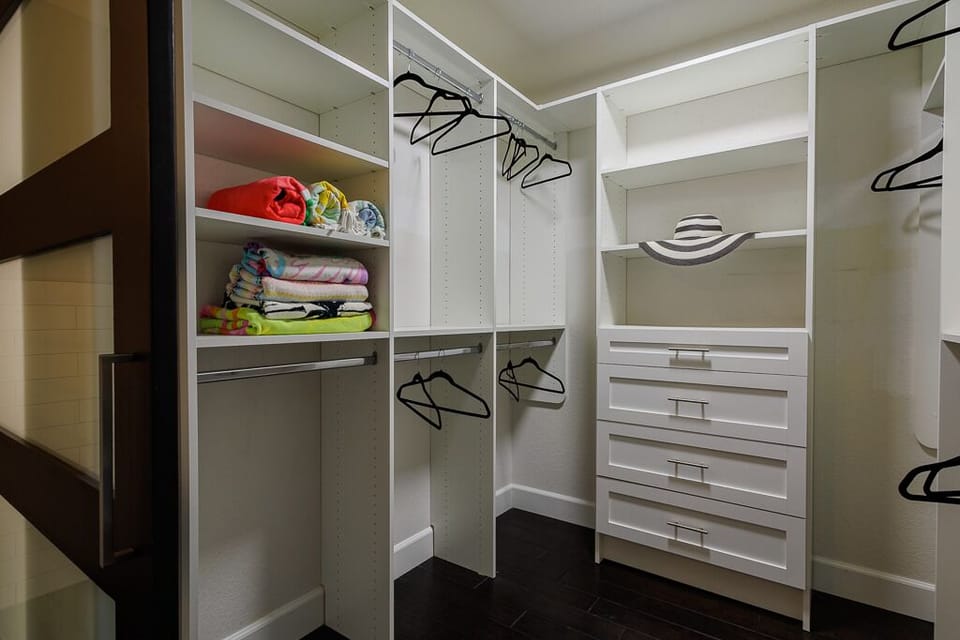 Beautifully organized custom closets in the master bedroom!
