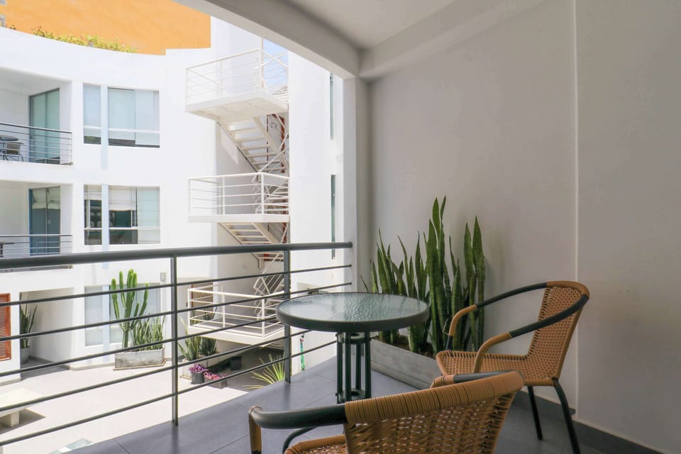Private balcony with plants and space to enjoy the outdoors