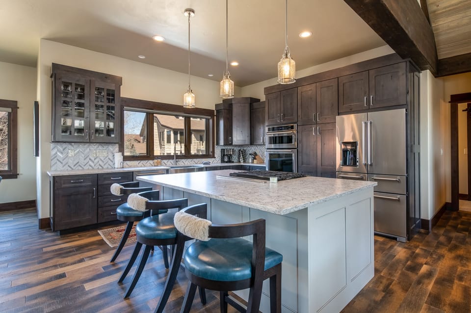 Large kitchen island with additional seating