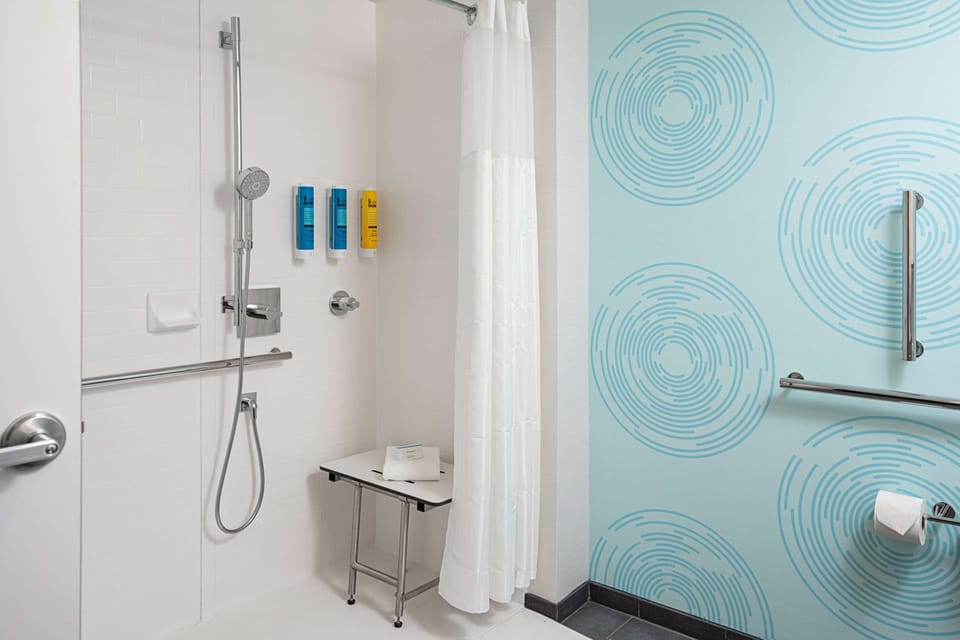 Room, 1 King Bed, Accessible (Roll-In Shower) | Bathroom shower