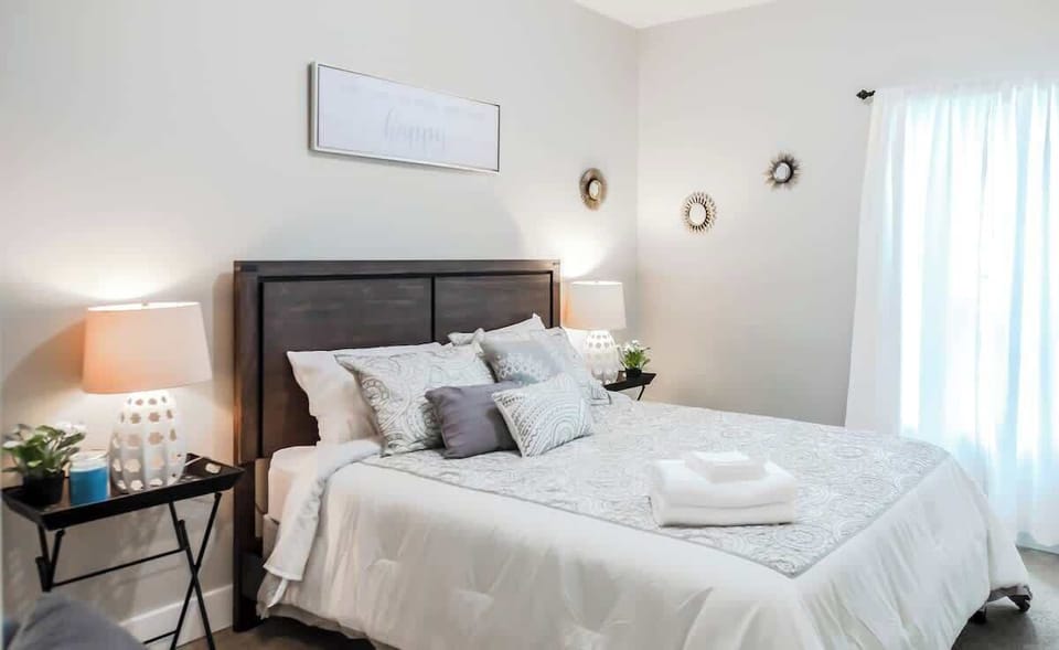 Retreating to a beautiful, bright bedroom like ours is a treat all on its own!