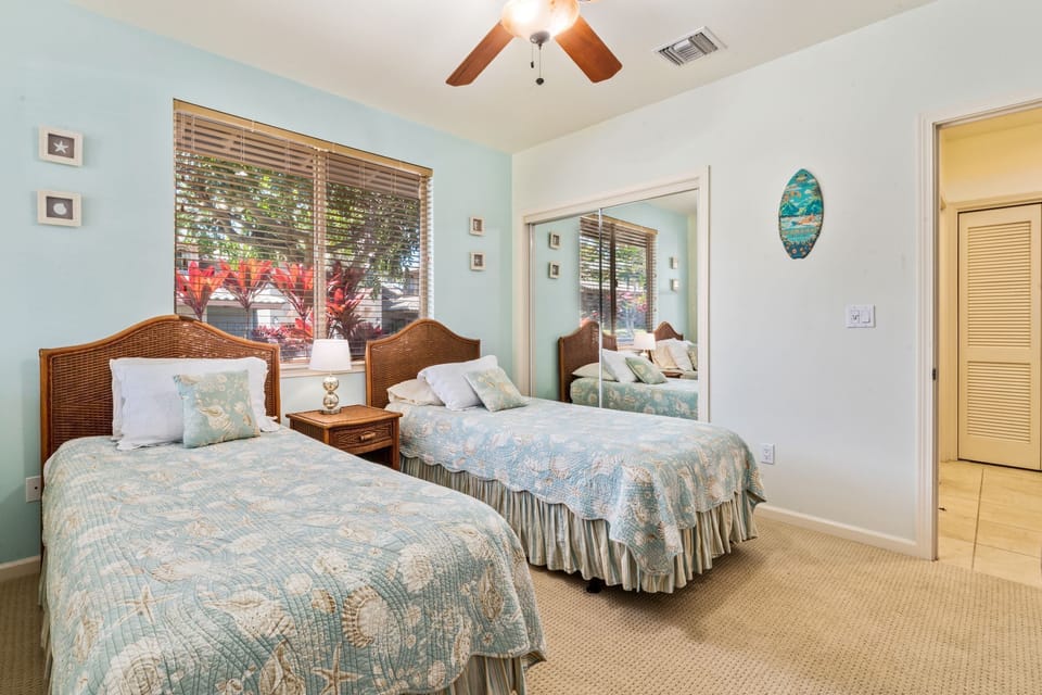 Downstairs guest room off hallway by bathroom 