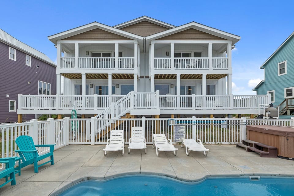 Pool deck area looking back at house