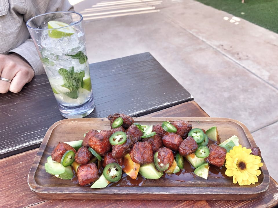 Delicious Food at the SWIM Bar - my favorite Tuna Chicharron with Avocado