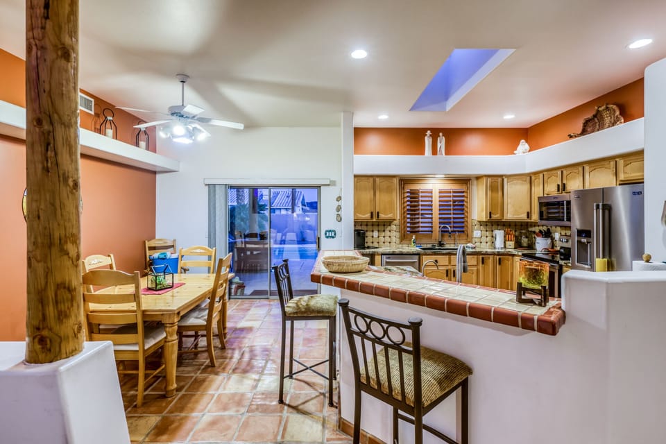 Dining area opens out to patio for easy indoor/outdoor serving