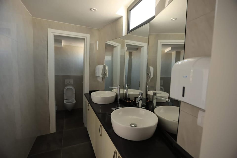Hair dryer, bidet, towels