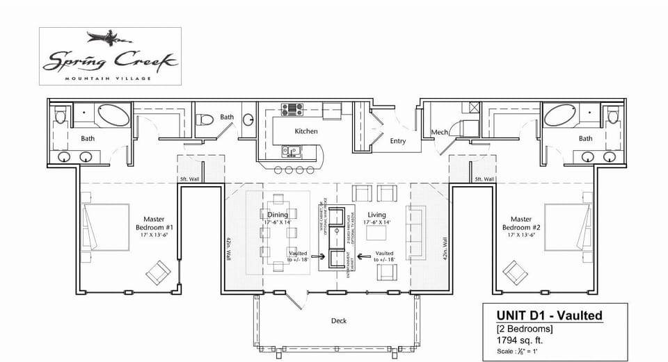 Layout of the spacious 1749 square feet condo 