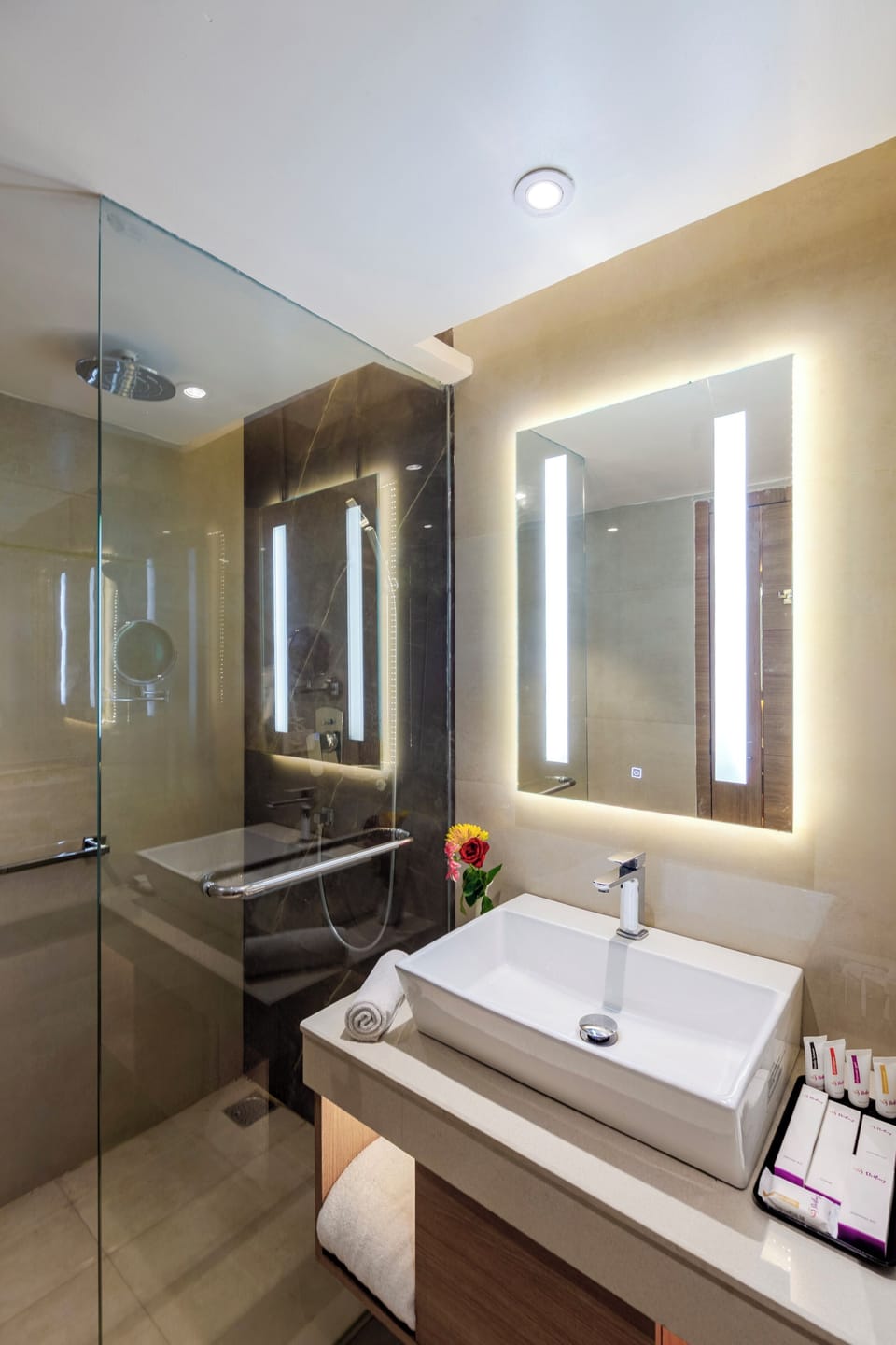 Business Class Room | Bathroom | Shower, rainfall showerhead, free toiletries, hair dryer