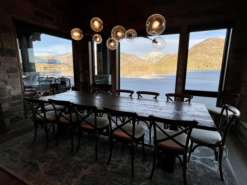 Indoor dining table seats 12