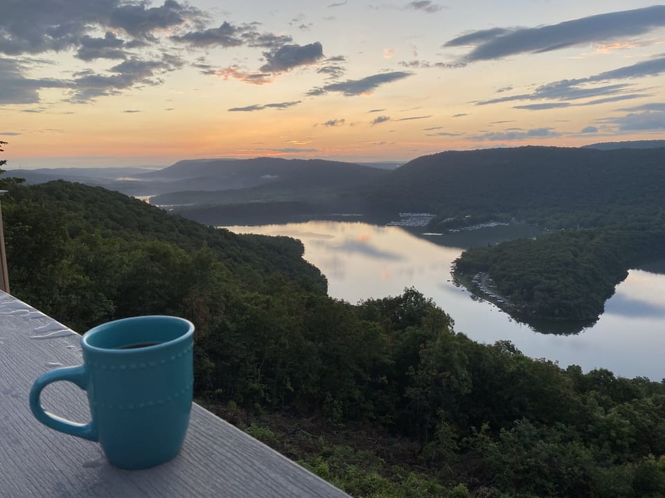 Sunrise on the deck. Great spot for morning coffee.