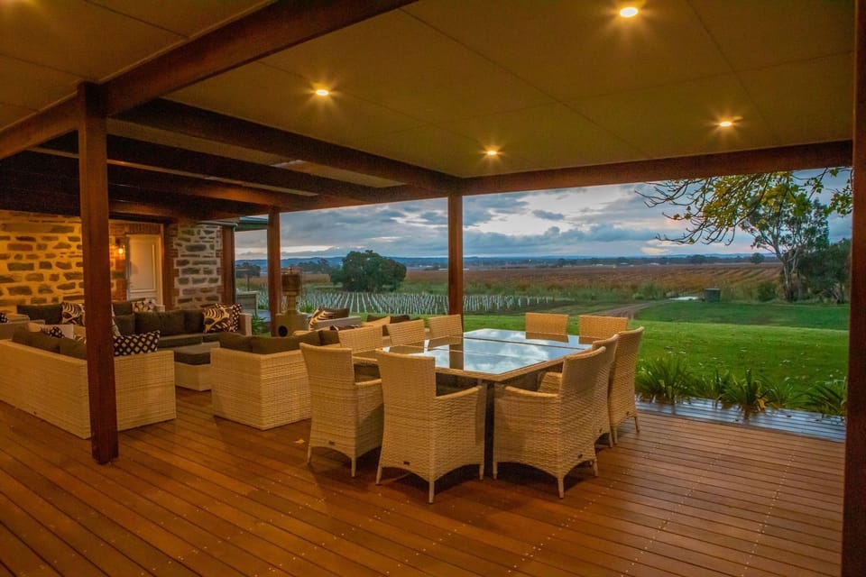 Fine Acres Estate - deck view over vineyard 