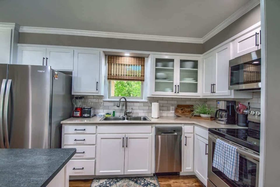 Beautiful Kitchen with Stainless Steel Appliances. 