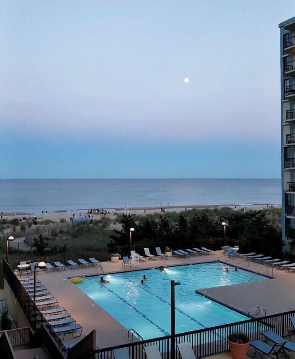 Cool off in the large pool overlooking the beach!