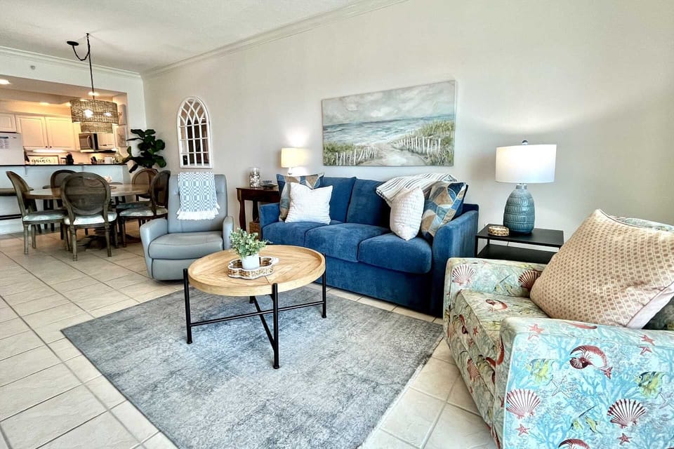The living room provides ample seating to kickback and relax.